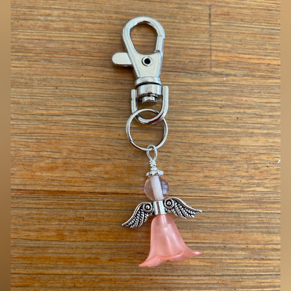 Handmade Orange Angel Hand Bag Charm Keychain Zipper Pull Snap Hook Clip